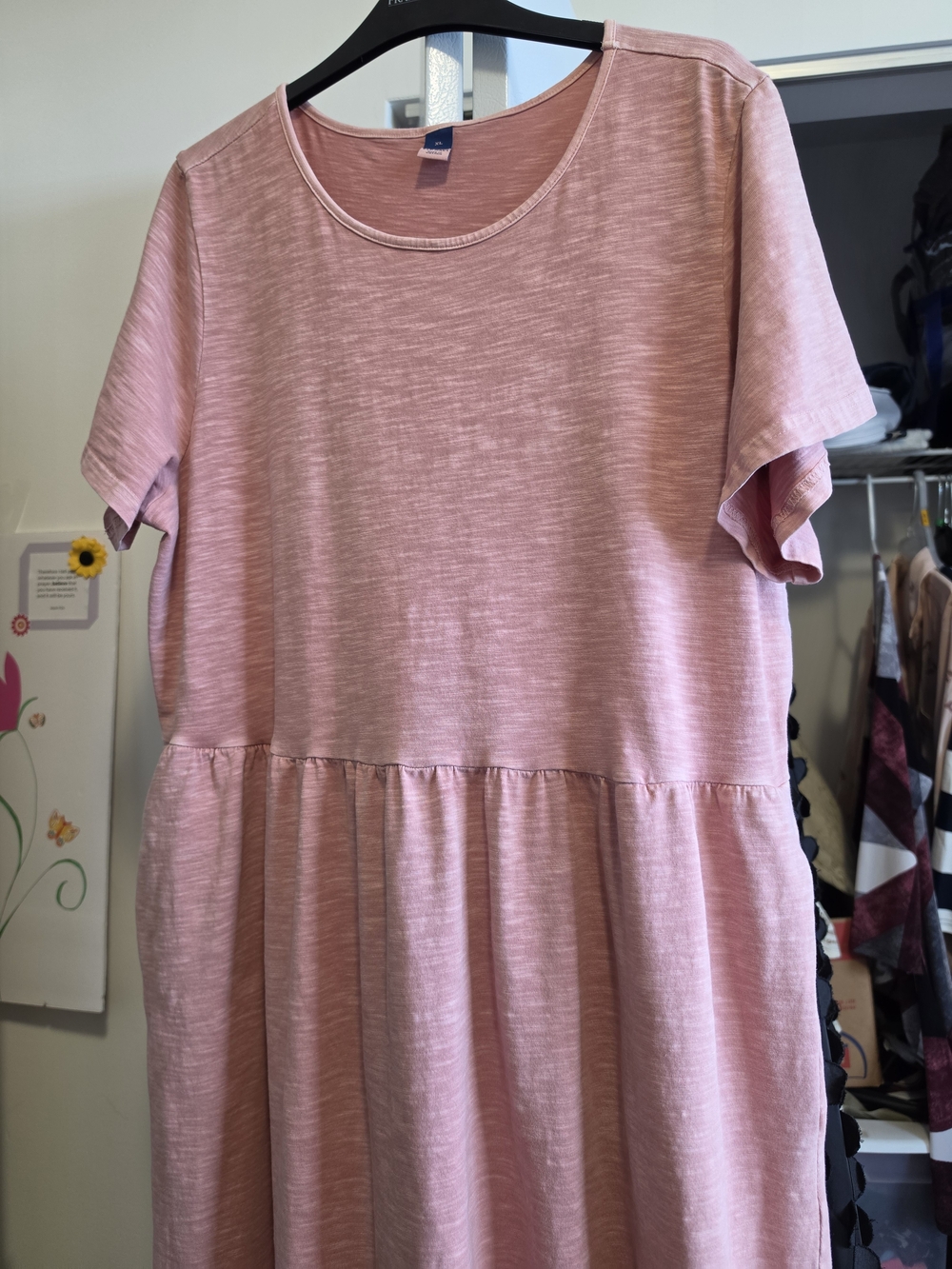 Old Navy Pink Short-Sleeve Tiered Maxi Dress - Picture 6 of 11
